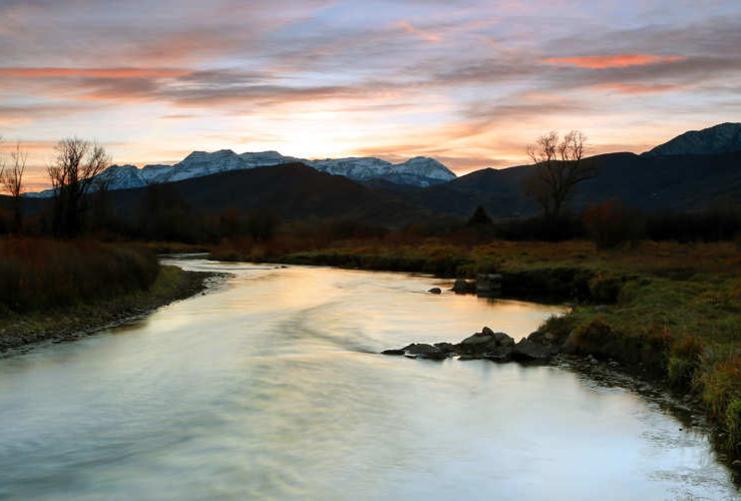 Provo river in winter