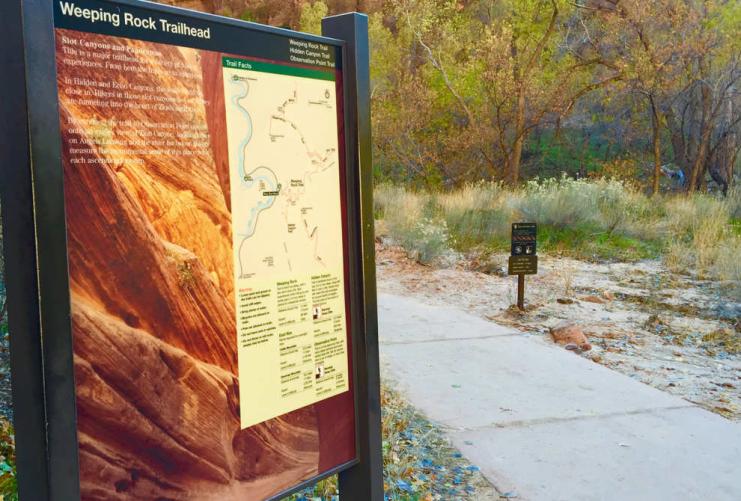 Map in Zion of the Weeping Rock Trail