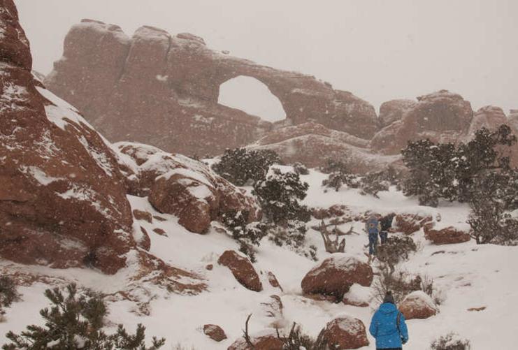 Arches National Park's Skyline Arch in the Snow