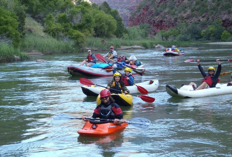 People kayaking on river near Vernal Utah