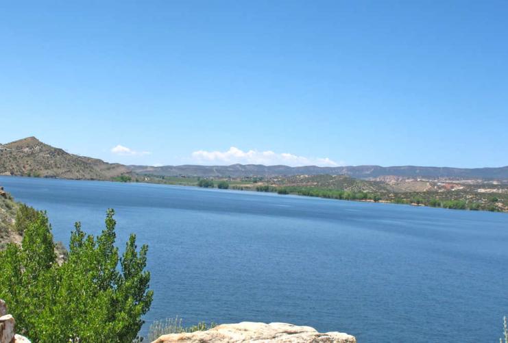 View across Starvation Reservoir on a clear summer day