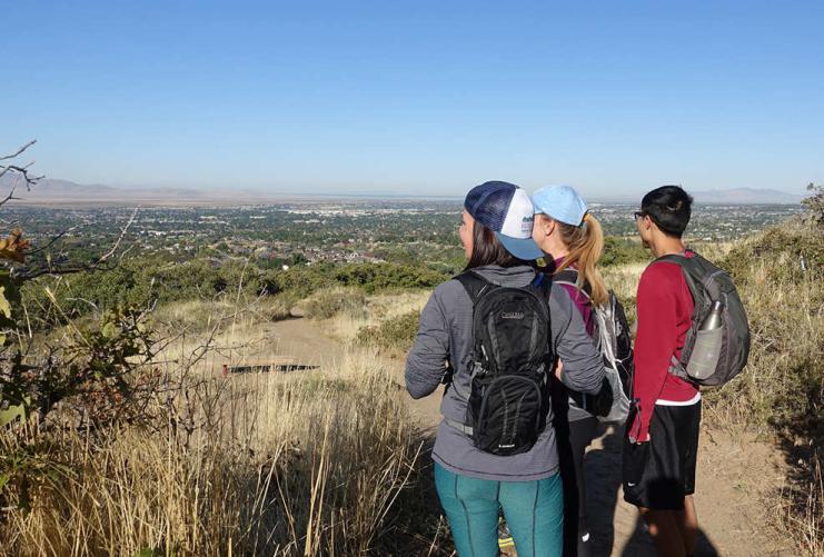 Hikers on trail near Salt Lake City