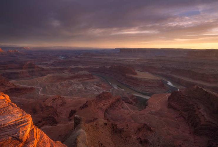 Dead Horse Point State Park on a cloudy sunset