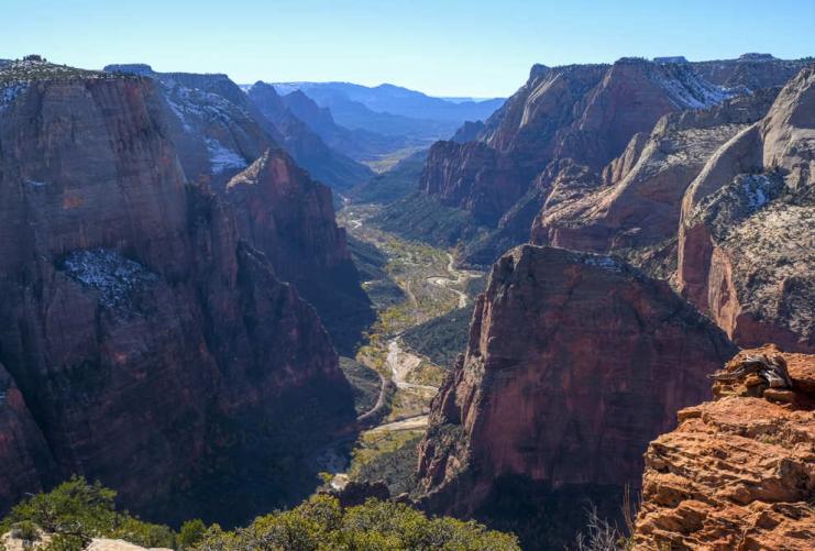 View from the top of observation point in Zion