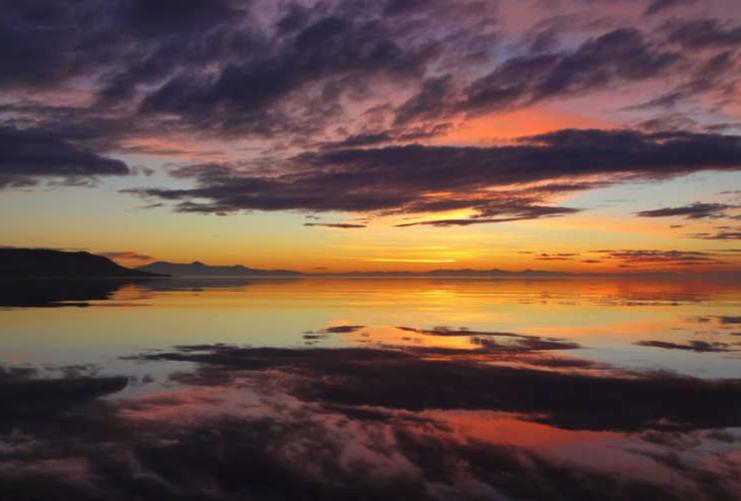 Great Salt Lake with sunset reflection