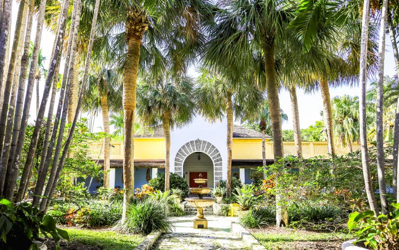 View of the entrance of the Bonnet House Museum and Gardens in Fort Lauderdale