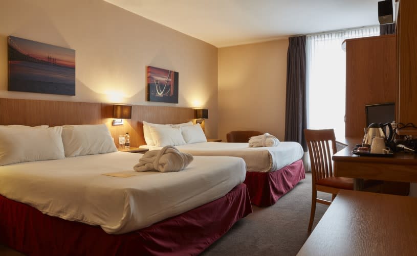 Two double beds next to each other at Future Inns Bristol Cabot Circus Hotel Credit Mark Ashbee