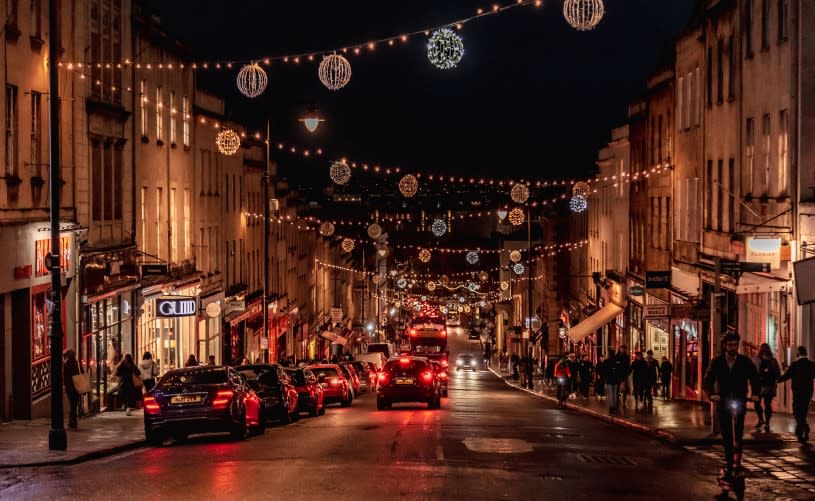 Christmas Lights on Queens Road in Bristol - credit Visit West