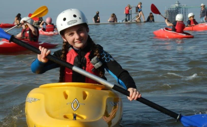 Girl kayaking in Clevedon marine lake - credit North Somerset Council