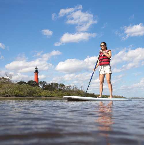 Lighthouse and Paddleboard