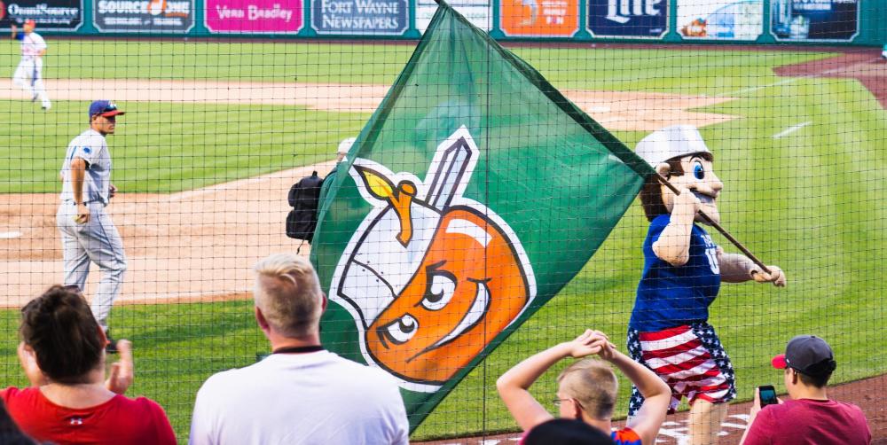 Johnny TinCap thrills the crowd at a TinCaps game at Parkview Field in downtown Fort Wayne
