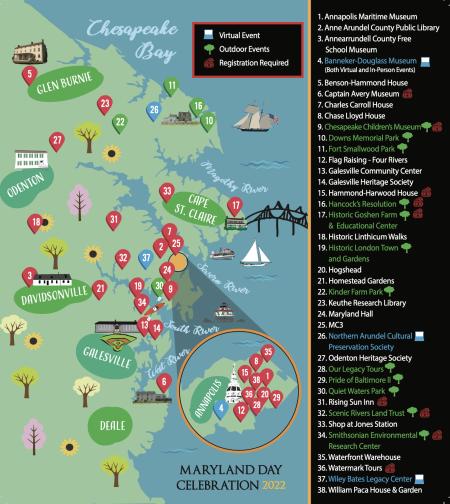 a map of Maryland Day events