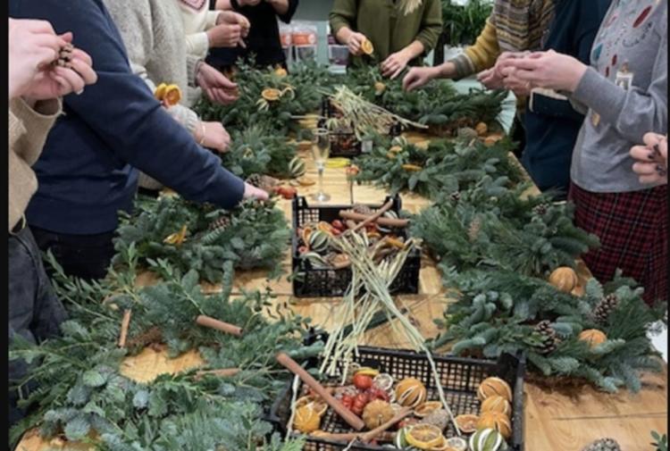 Christmas wreath making