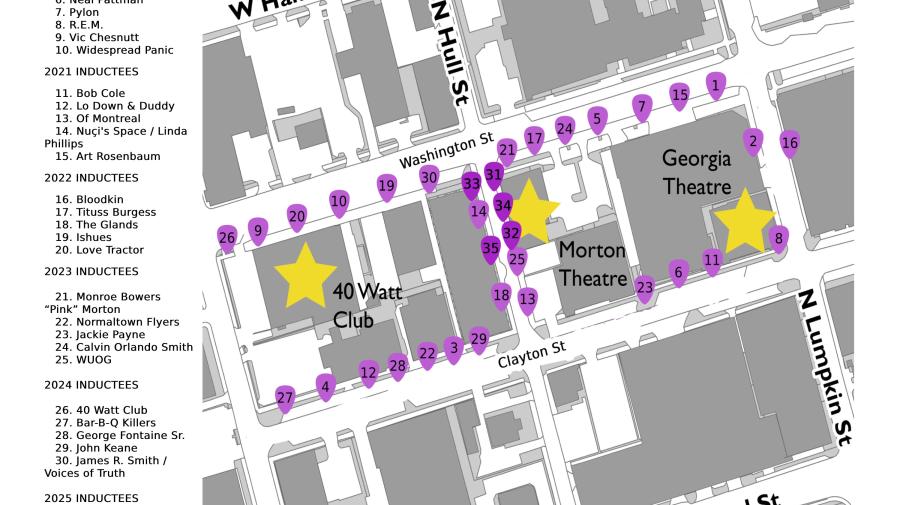 Athens Music Walk of Fame Map 2025