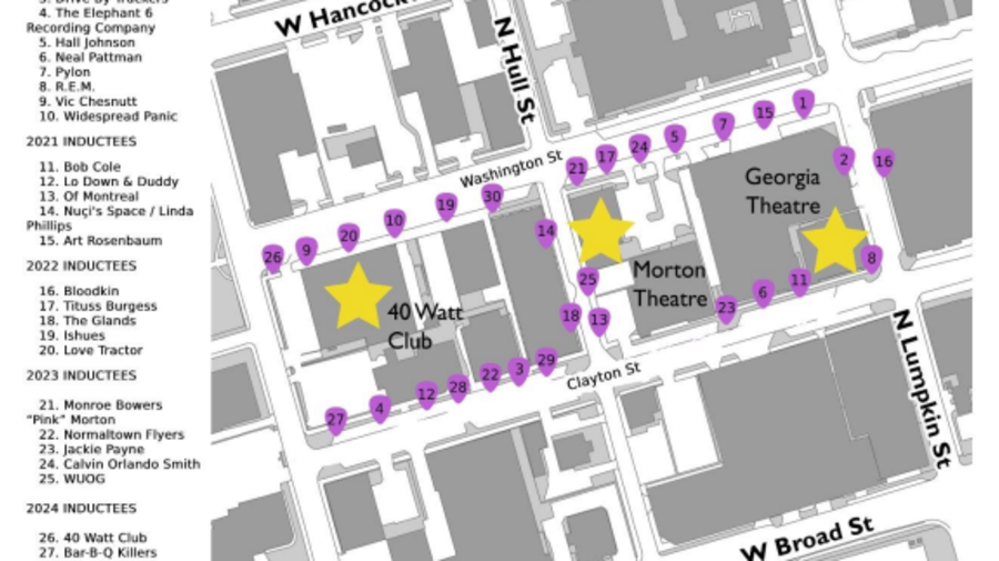 Athens Music Walk of Fame Map 2025
