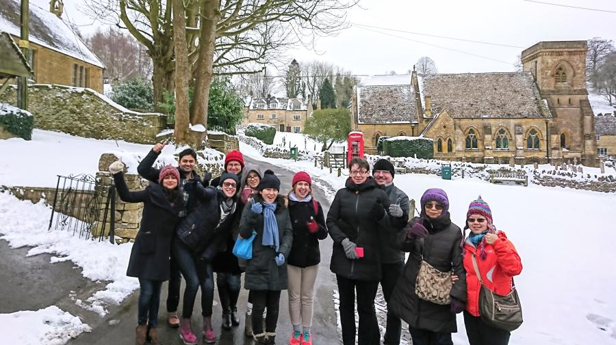 A Go Cotswolds tour group in the snow
