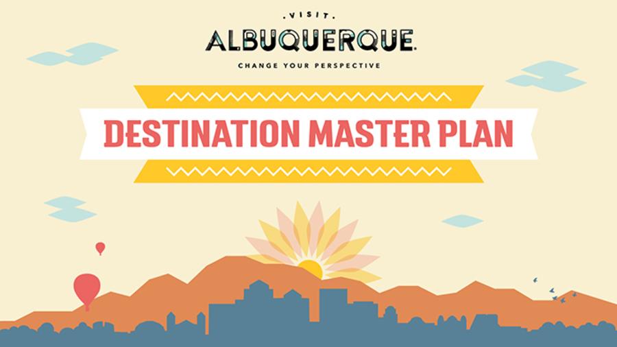 Graphic with the Visit Albuquerque logo and text that says Destination Master Plan.