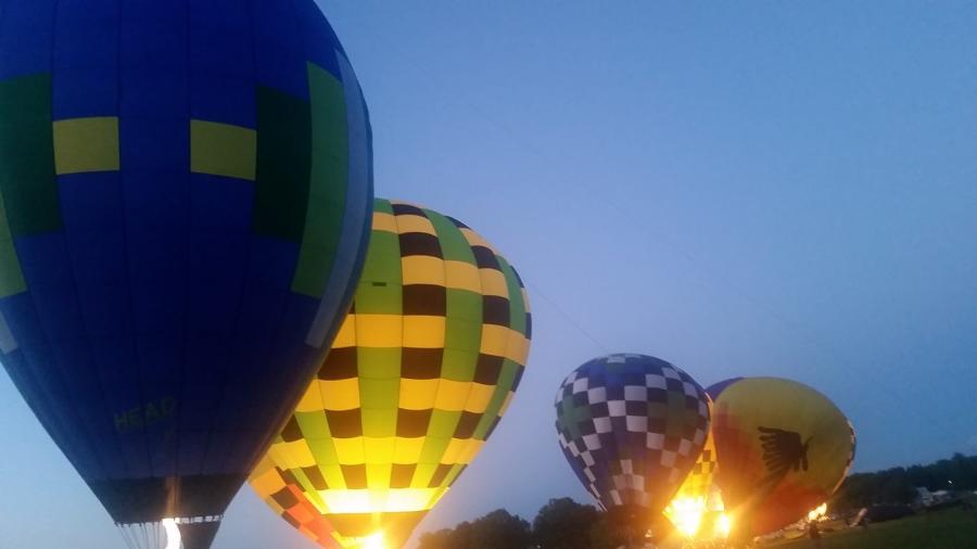 Hot Air Balloons getting ready to take off in Steuben County