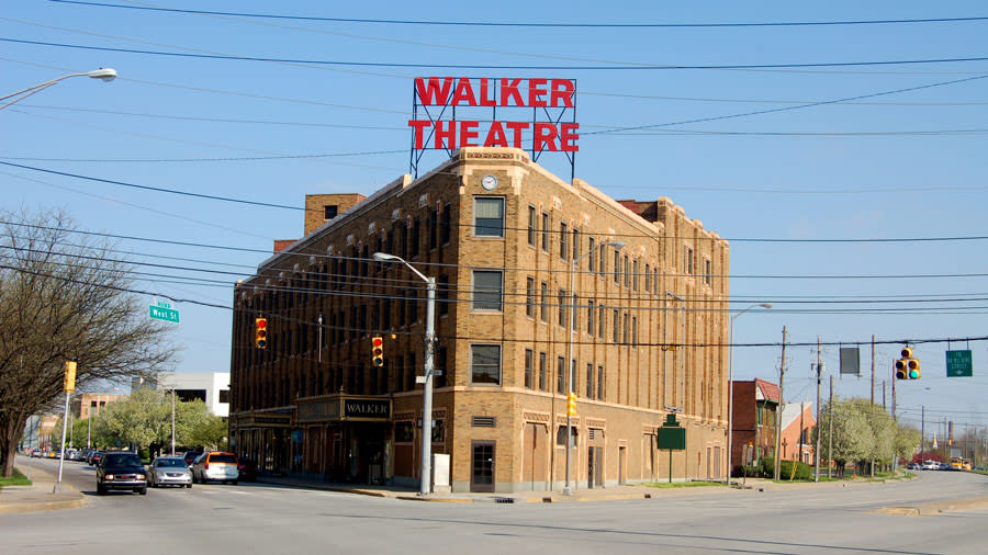 the Madam Walker Legacy Center exterior, with shots of Michigan Ave and Indiana Ave