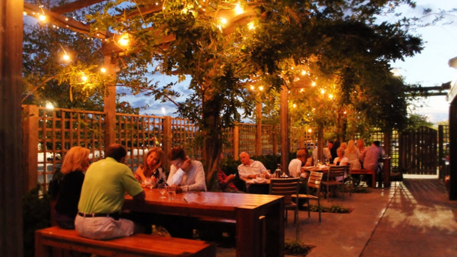 People Enjoying the Late Harvest patio