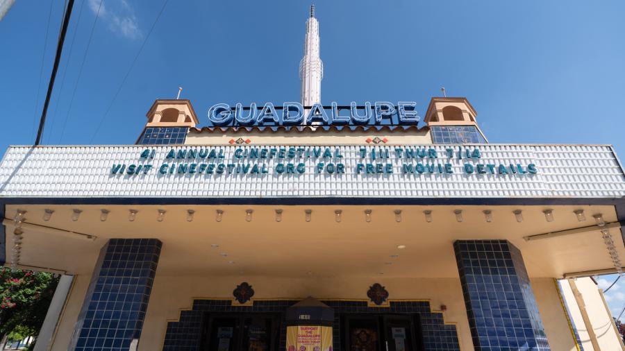 Exterior view of theatre marquee