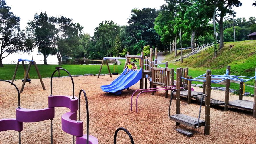 Playground with two kids at Cayuga Lake State Park