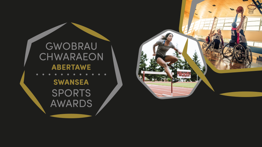 Sports Award logo and a photo of a runner and wheelchair basket balls.