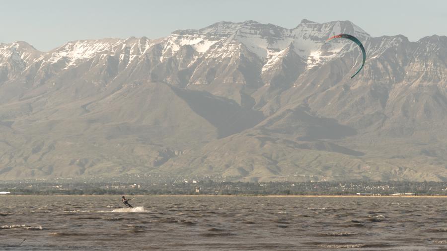 Man parasailing on Utah Lake