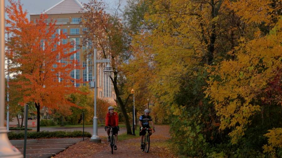 Fall Biking Downtown Wausau