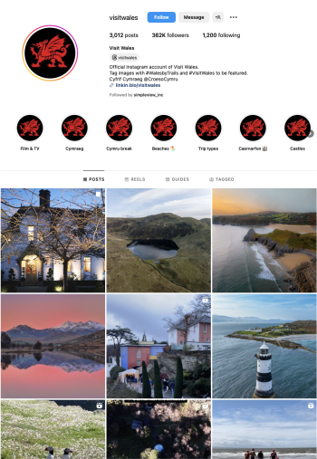 Visit Wales' Instagram