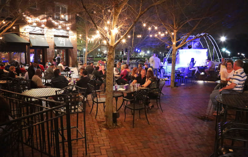 outdoor dining at night