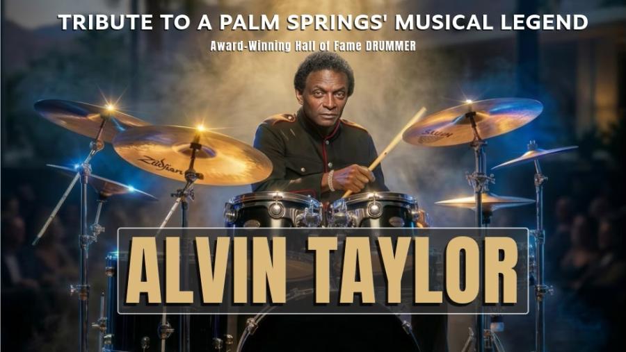Poster of Alvin Taylor playing the drumbs