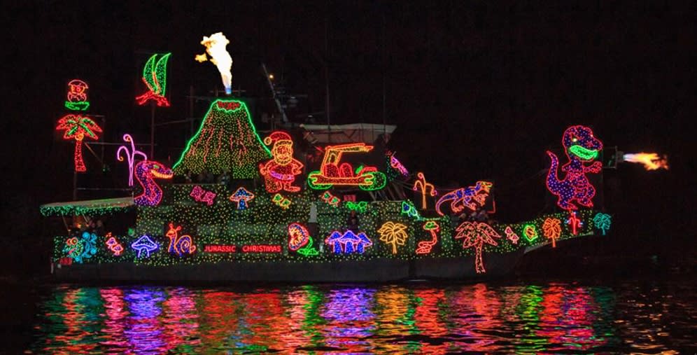 Newport Boat Parade with Christmas Lights