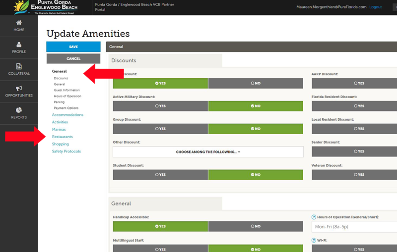 Managing Amenities 2 - Partner Portal view of categories