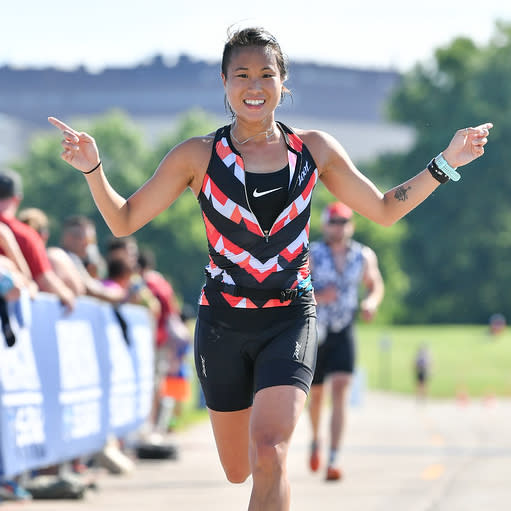 Smiling Triathlon Woman - Running