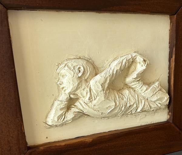"My Son Watching TV" by artist Zutz is part of "The Touch Gallery" at the Fort Smith Regional Art Museum in Fort Smith, Arkansas.