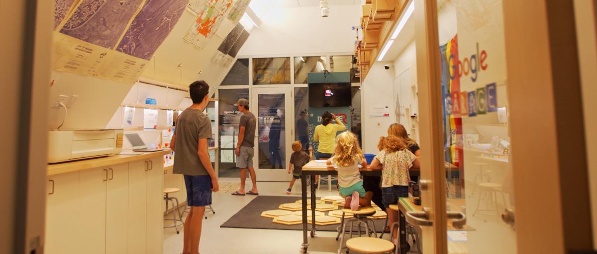 Families playing at Museum of Boulder Google Garage