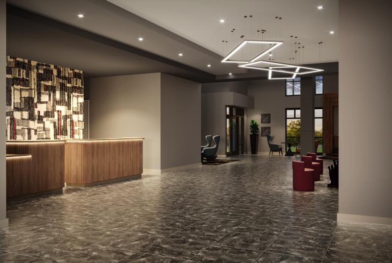 Courtyard Downtown Athens Front Desk Rendering