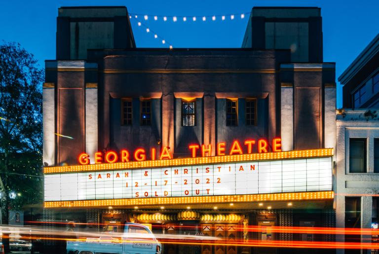 Georgia Theatre Marquee lights wedding