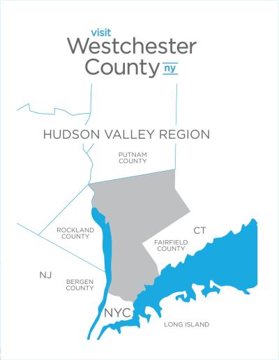 A map of the Hudson Valley region showing where Westchester is located.