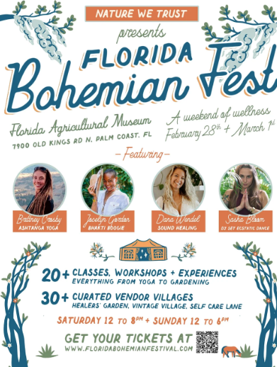 A flyer for Florida Bohemian Fest in Palm Coast and the Flagler Beaches.