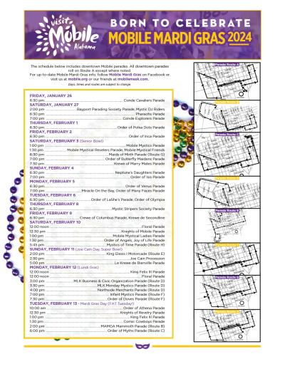 Mardi Gras Schedule 2024