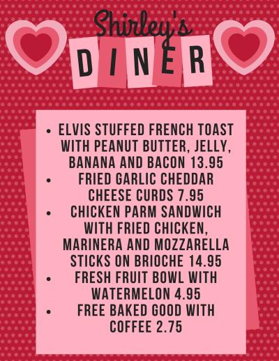 Valentines Day themed flyer for diner