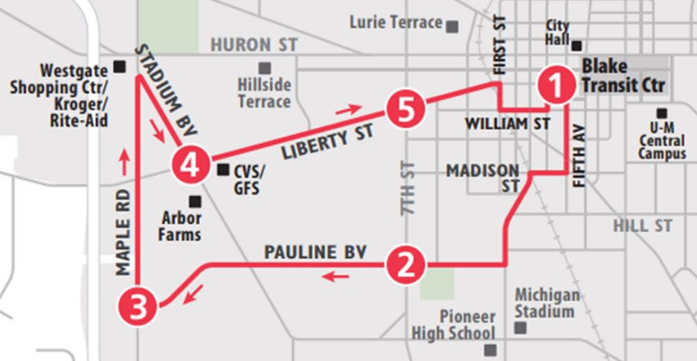 TheRide Route 28 loop map