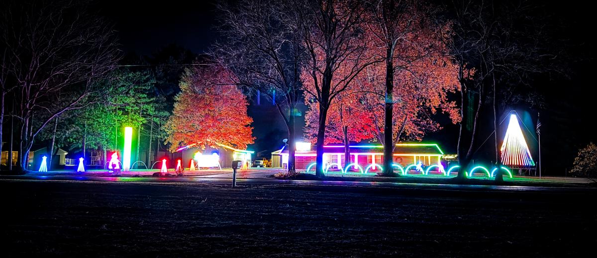 Holiday lights on display at 9432 Heffelfinger Road in Churubusco, Indiana