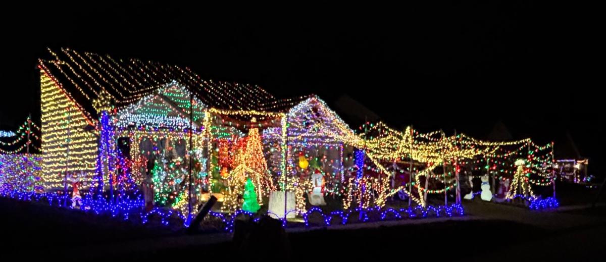 Holiday lights on display at 9033 Whispering Woods Drive in Fort Wayne
