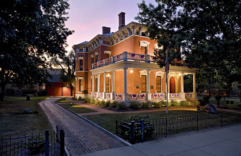 Benjamin Harrison Presidential Site at sunset