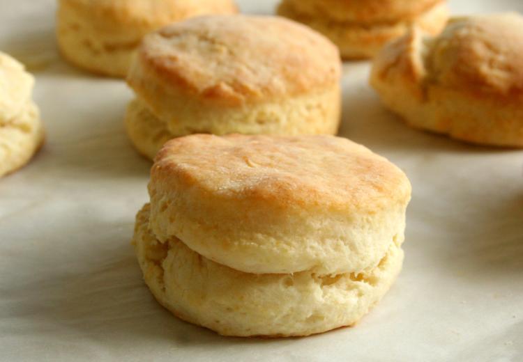 Homemade Buttermilk Biscuits on a baking tray