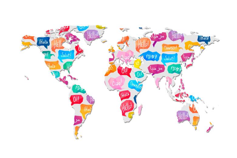 Languages on a world map