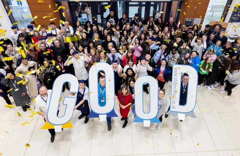 Say hello to a brighter future â€“ staff and learners celebrate Ofsted good rating.